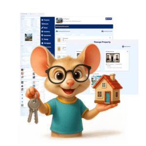A possum holding keys in one hand and house in the other showing how Life Possum helps with property buying and selling.