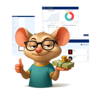 A smug looking possum with cash in one hand and his thumb up on the other showing he has sorted his home finances using Life Possum.